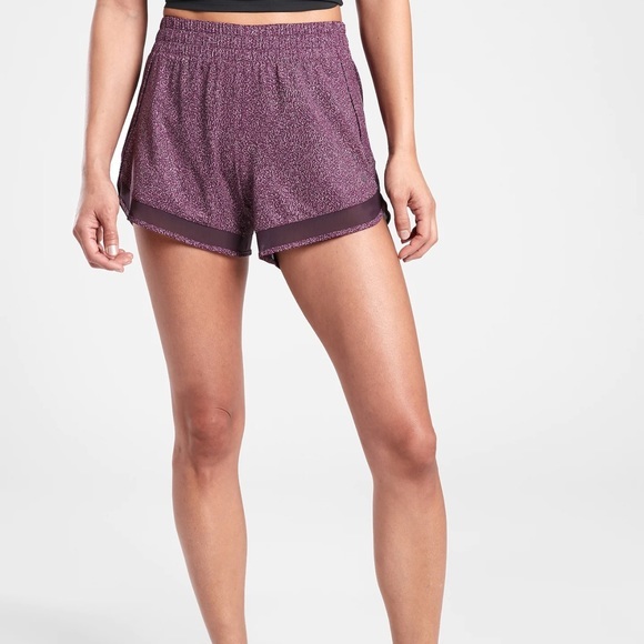 Athleta Womens Shorts Pink Printed Mesh Racer Run Mid Rise Elastic Waist 4" - Picture 8 of 8